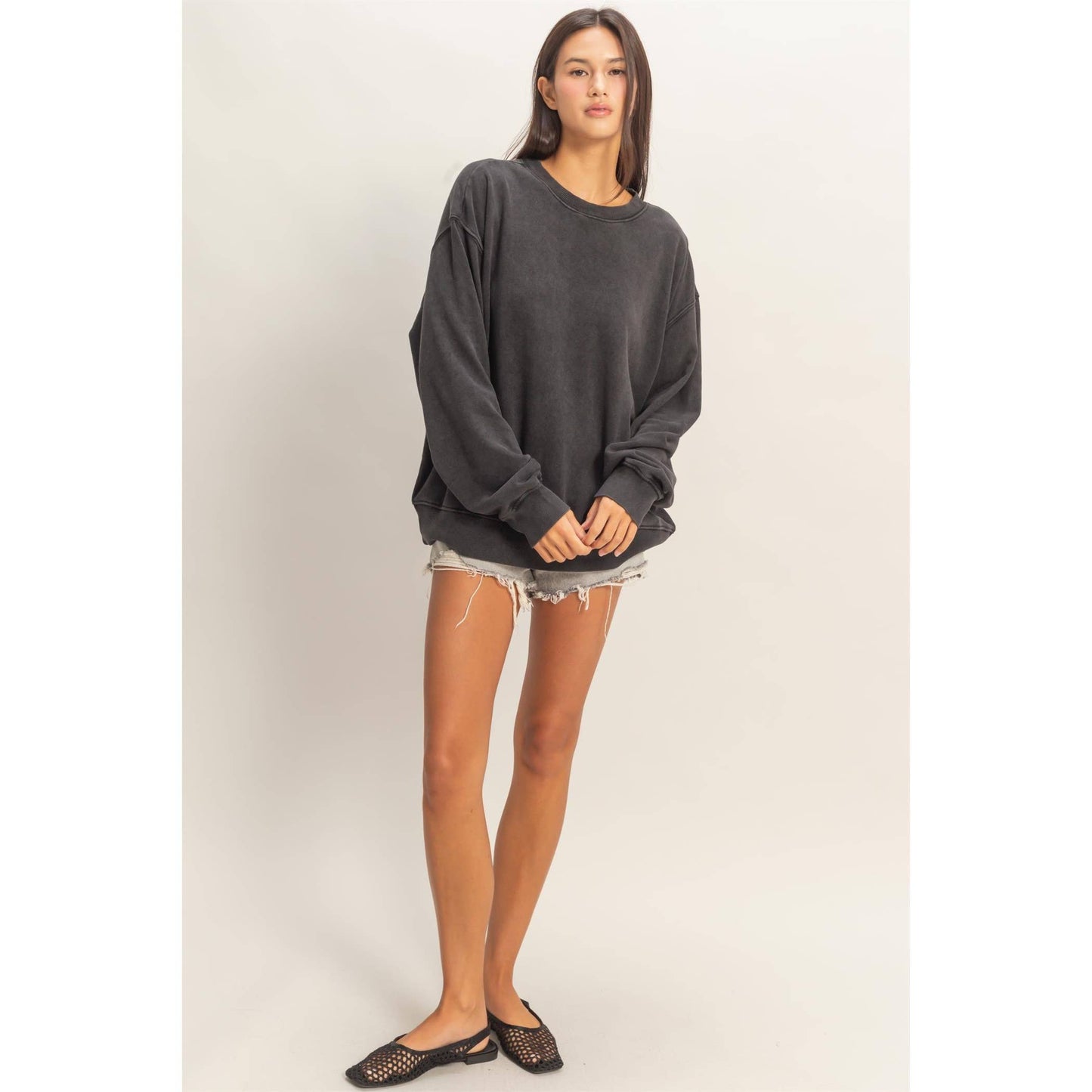 Mineral Washed Crew Neck Sweatshirt