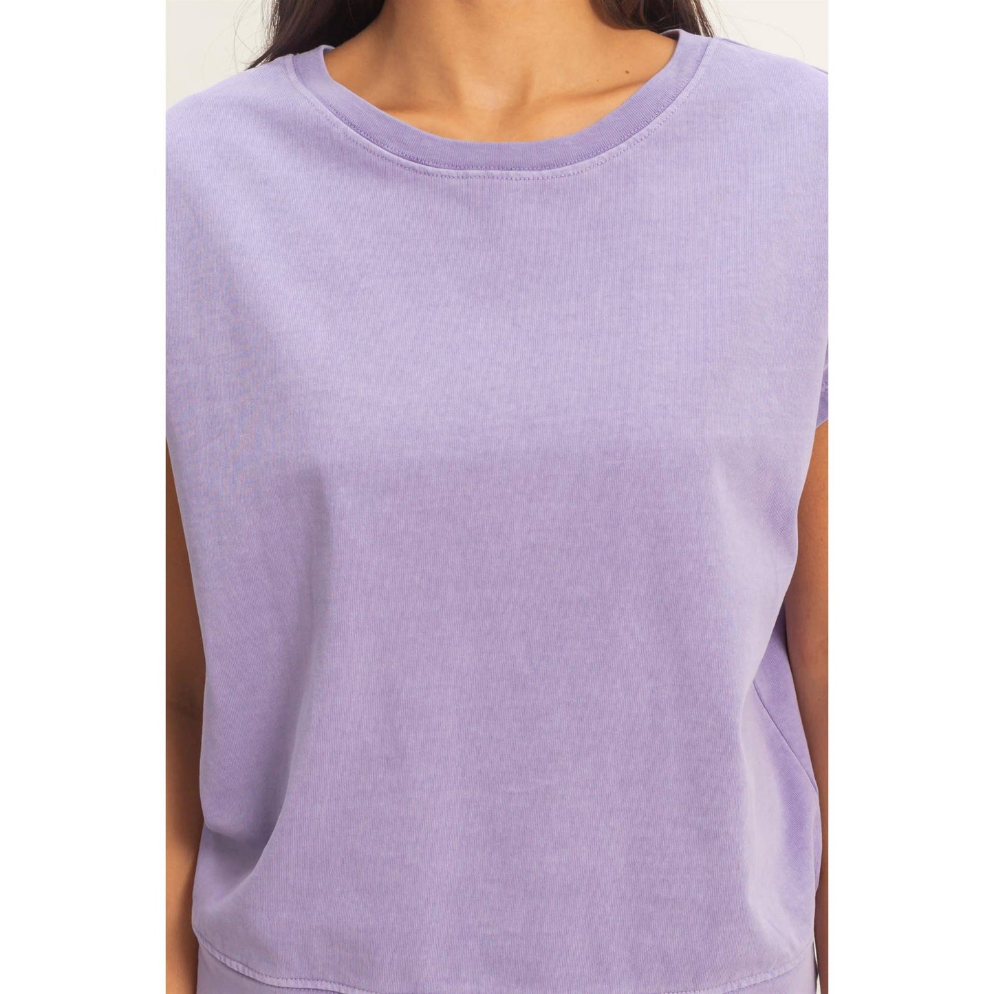 Sleeveless Crew Neck Top and Shorts Set