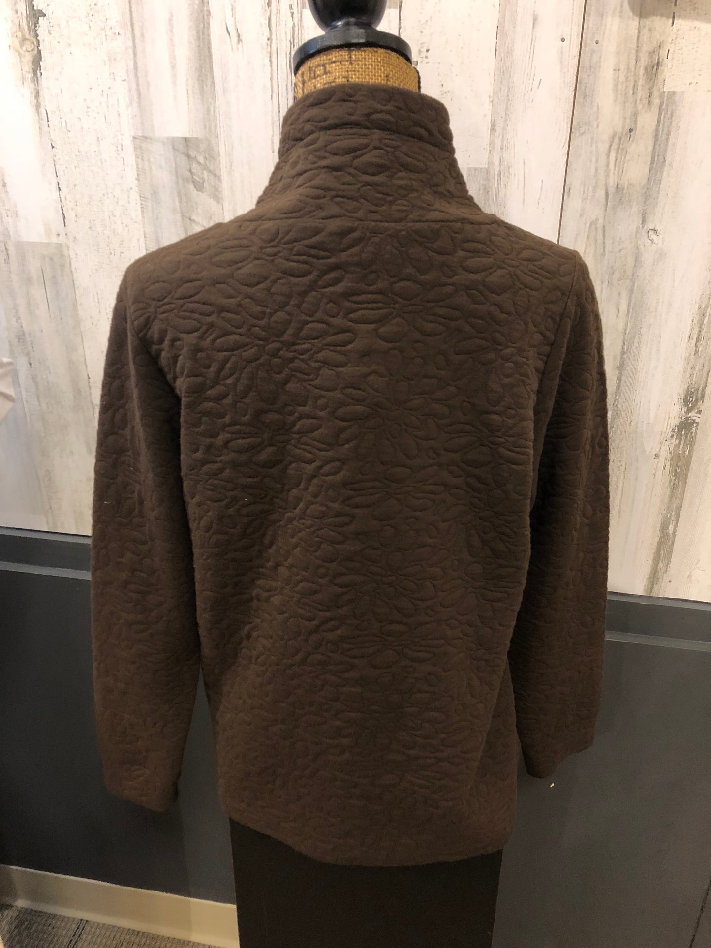 Dantelle Collection - Walnut Brown Quilted Textured Long Sleeve Top