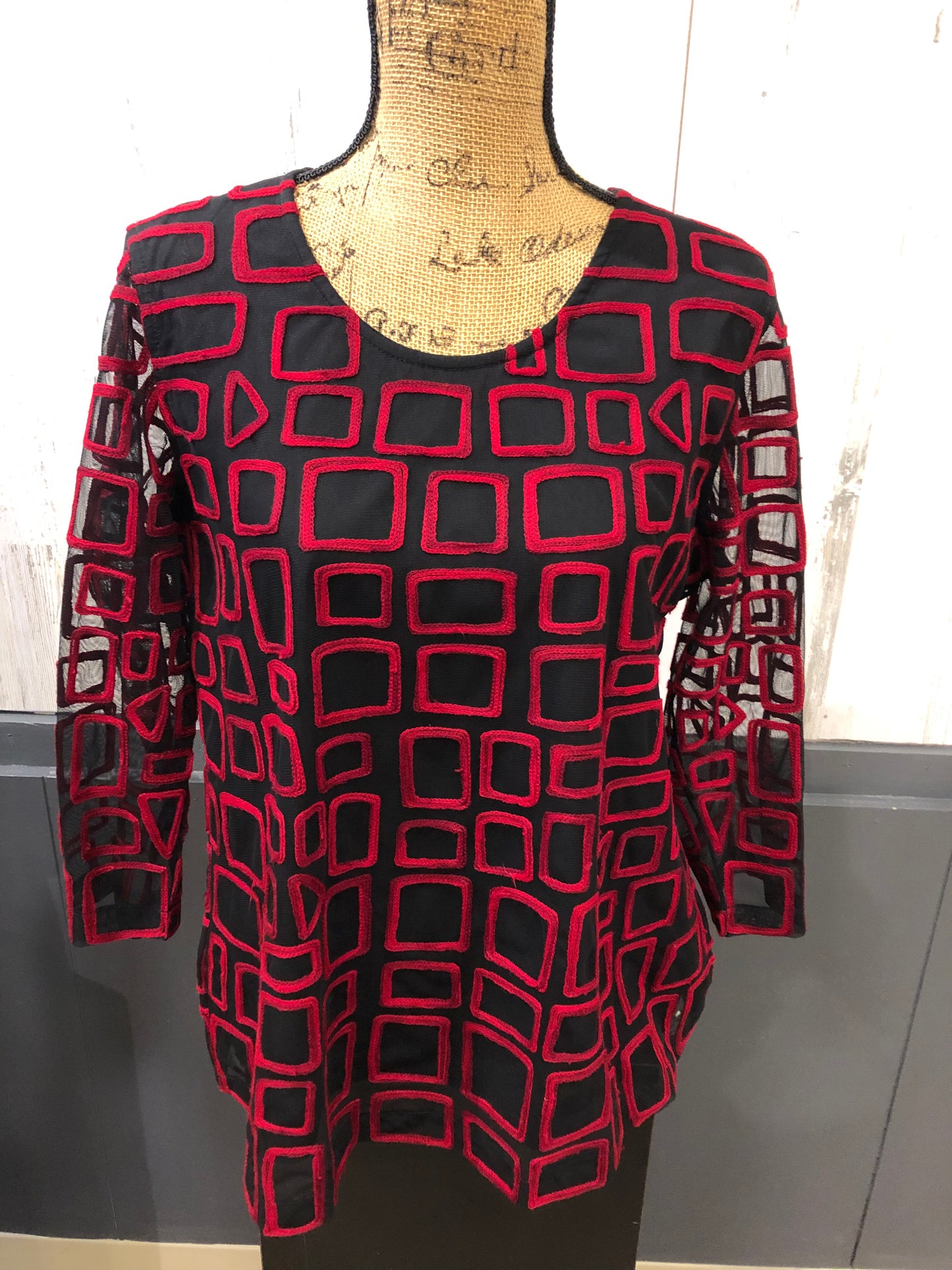 Parsley & Sage Red and Black Lined Marge Top 24f563C