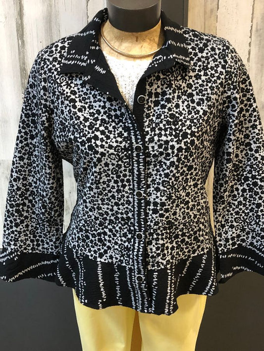 Habitat Pucker Weave Flounce Top 21922 Black Size XL