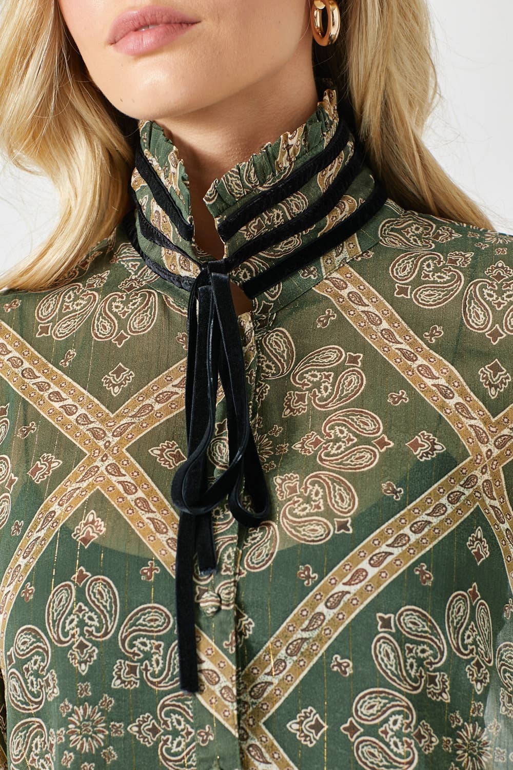 Mystree Tie Neck Blouse