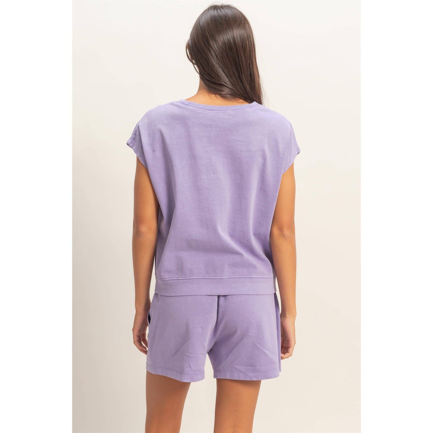 Sleeveless Crew Neck Top and Shorts Set