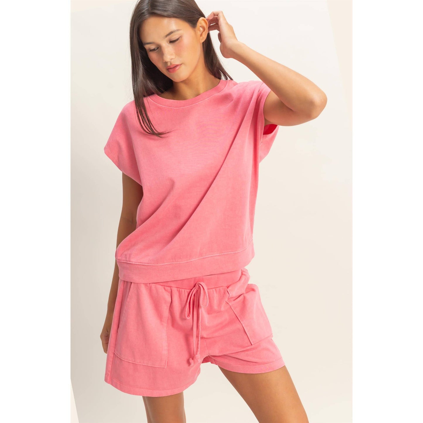 Sleeveless Crew Neck Top and Shorts Set