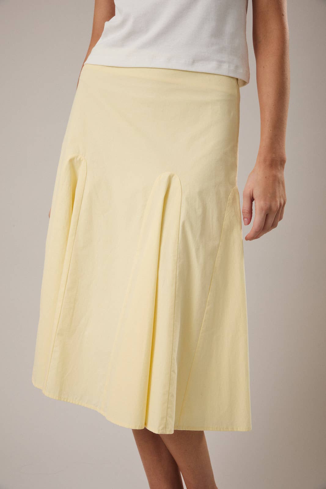 MIDI WAIST GODET POPLIN MIDI SKIRT BY SUNDAY EDITION