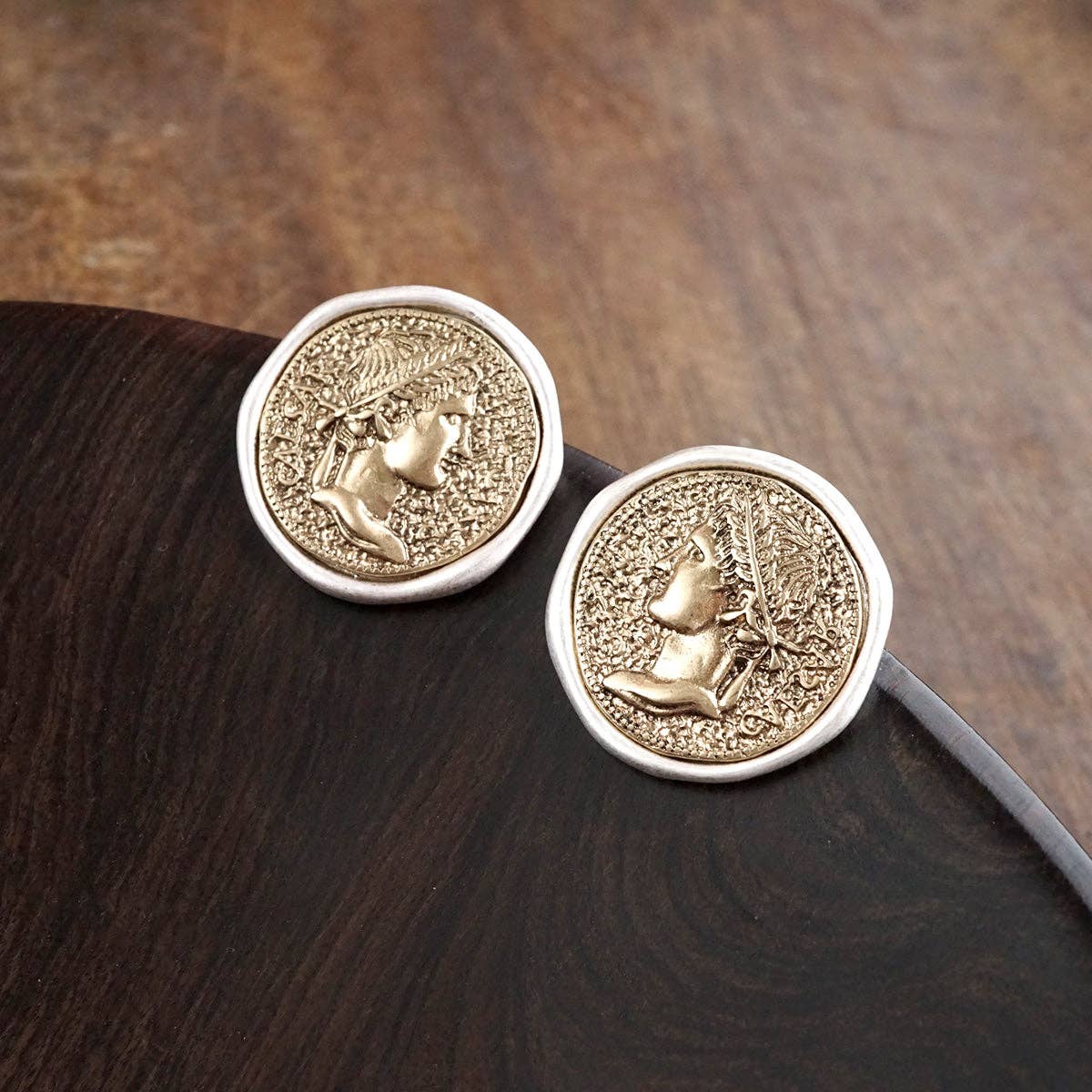 Empire Echo – Coin Stud Statement Earrings