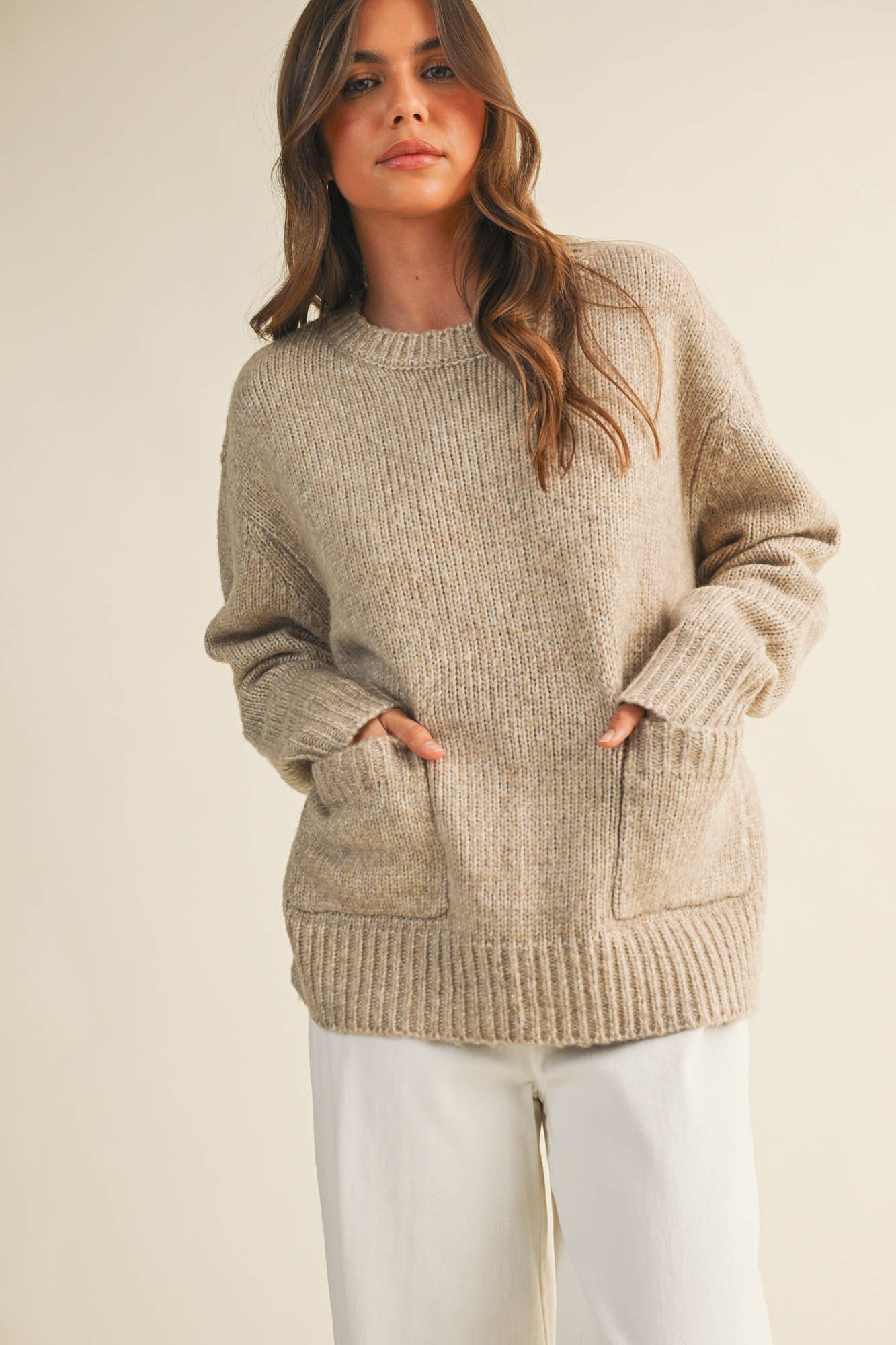 MUSTARD SEED FRONT PATCH POCKET SWEATER TOP