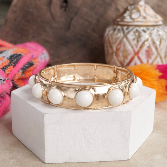 Eternity Statement Bangle Gold Tone Red Blue Brown Green Black Pearl