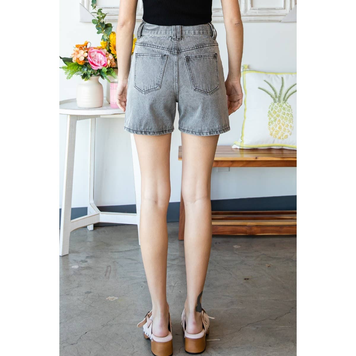 Waist Belted Denim Shorts By Veveret