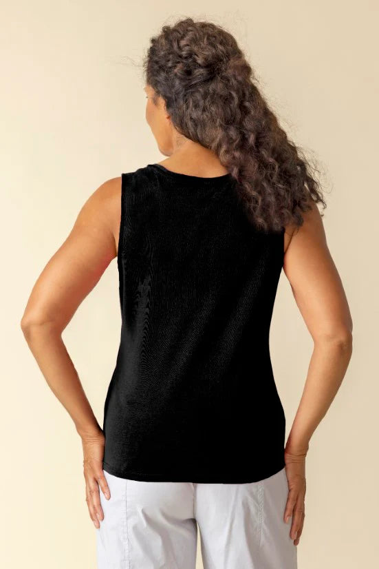 Habitat Black Layering Tank In Cozy Rib Cotton. #16417 Size XL