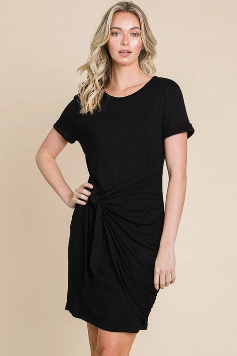 Solid Self-Tie Black Dress Bombom Made in the USA