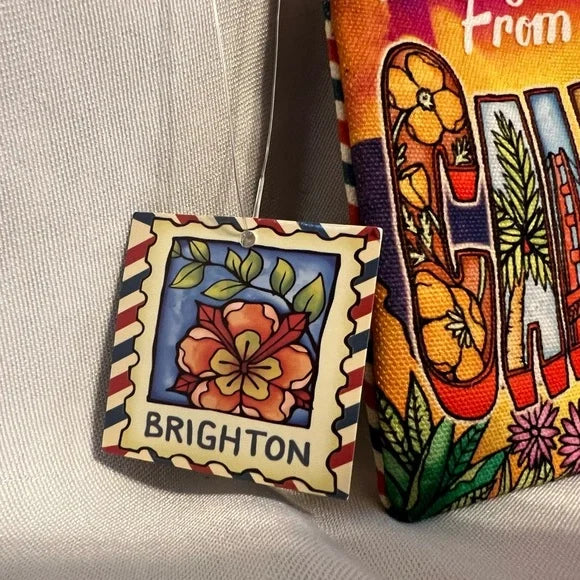 Limited Edition Brighton Greetings from California Canvas Zipper Travel Postcard Pouch