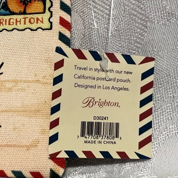 Limited Edition Brighton Greetings from California Canvas Zipper Travel Postcard Pouch