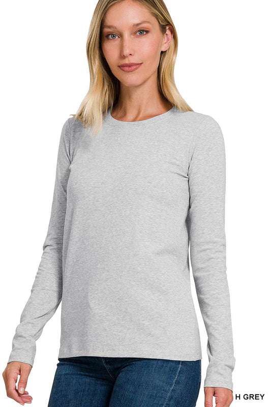 Cotton Crew Neck Long Sleeve Shirt