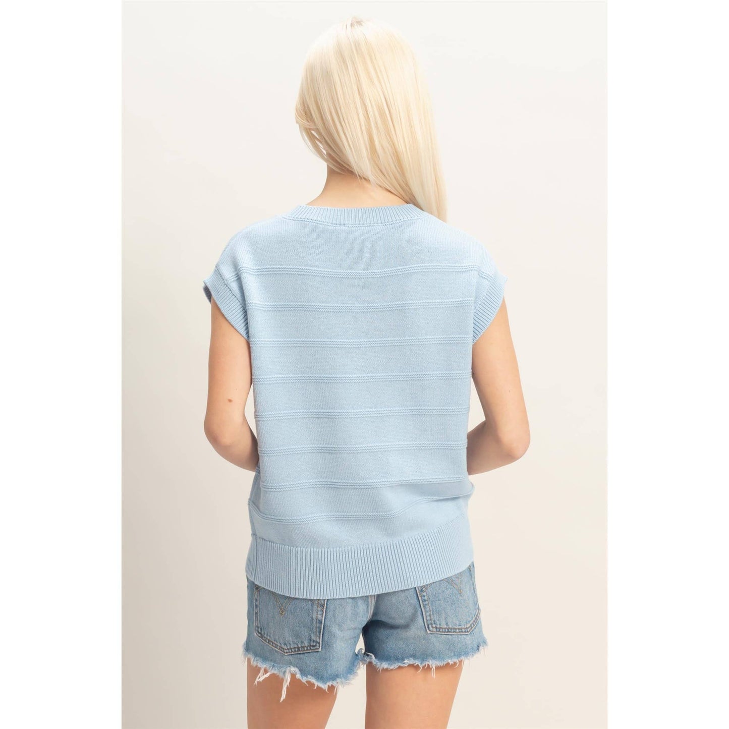 Textured Round Neck Dolman Sleeve Top