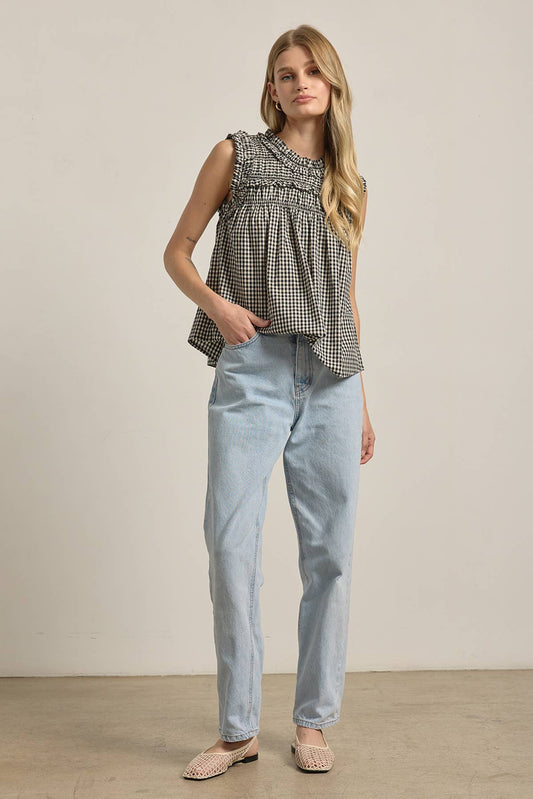 GINGHAM RUFFLE BLOUSE BY RAISONNEL