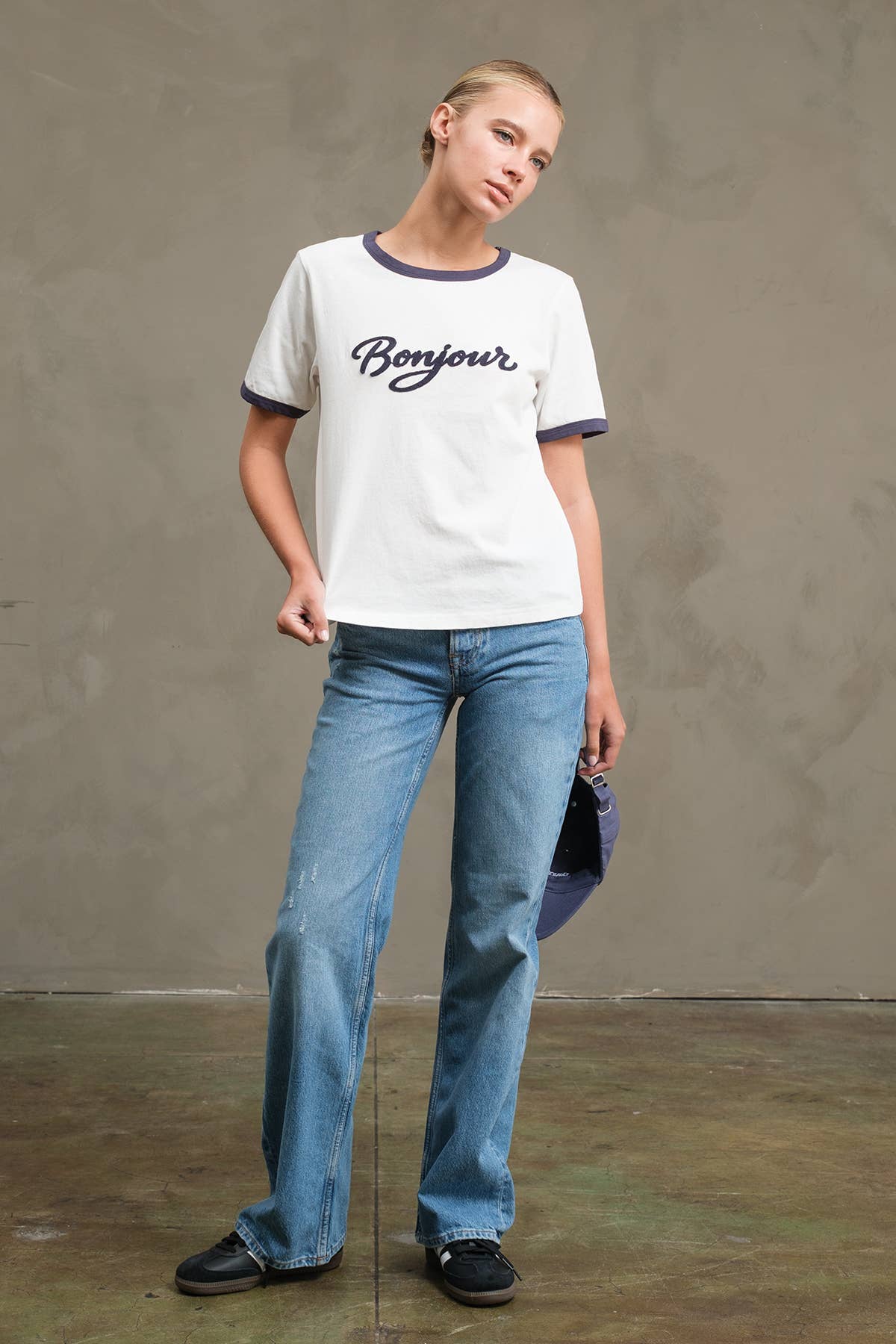 Bonjour Contrast Ringer Tee  By Raisonnel