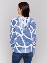 Reverse Print Denim Charlie B Hoodie Sweater C2616R 261B