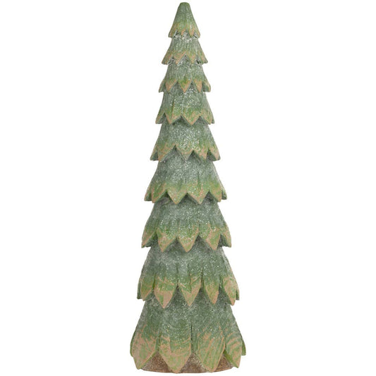 Tall Carved Weathered Green Tree Christmas 16.5"