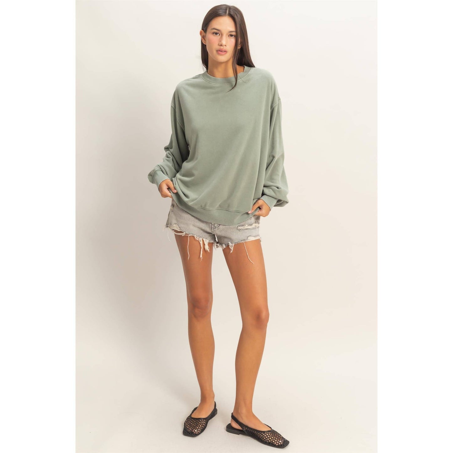 Mineral Washed Crew Neck Sweatshirt