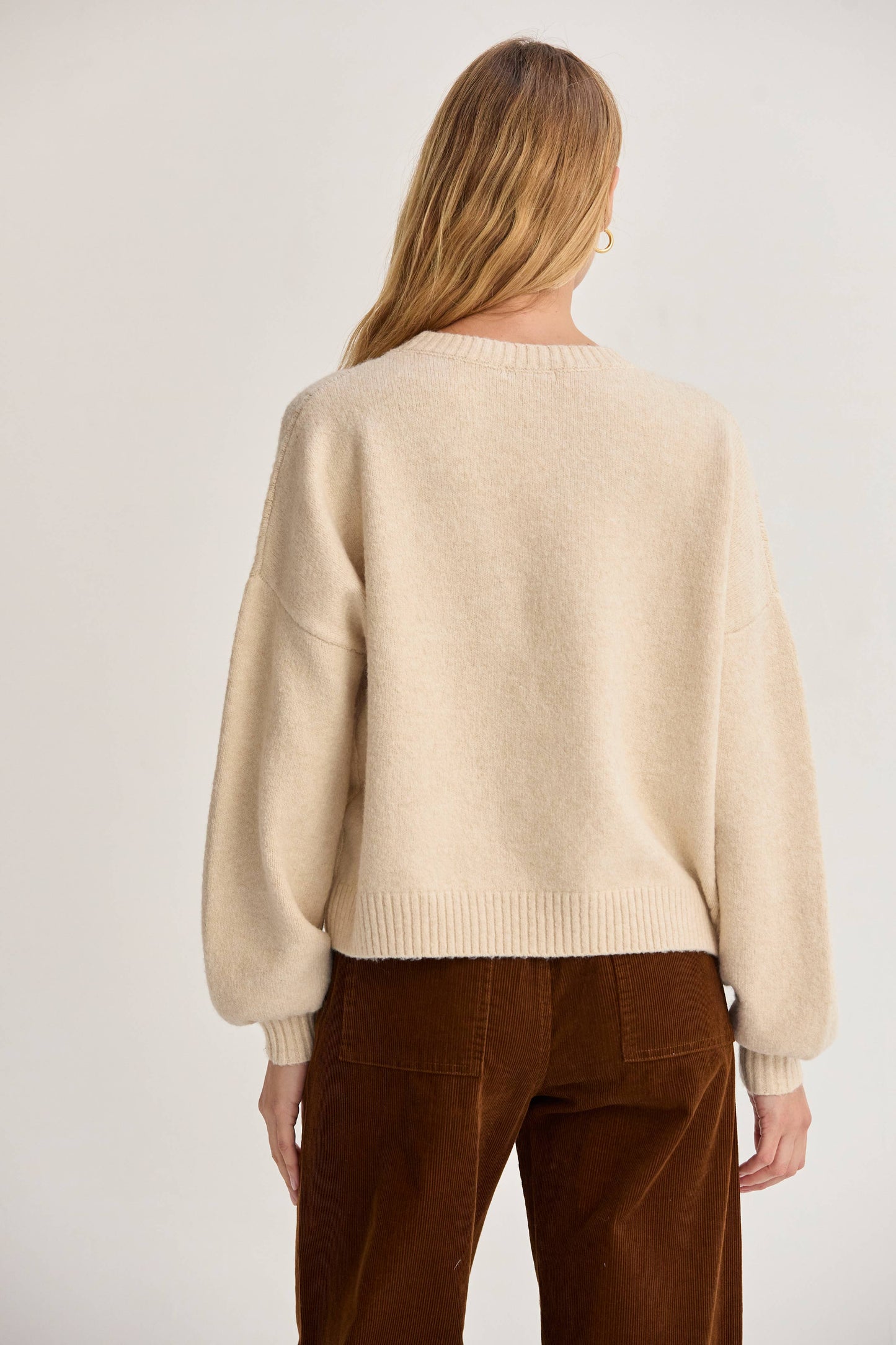 Josie Balloon Sleeve Crewneck Sweater By Crescent