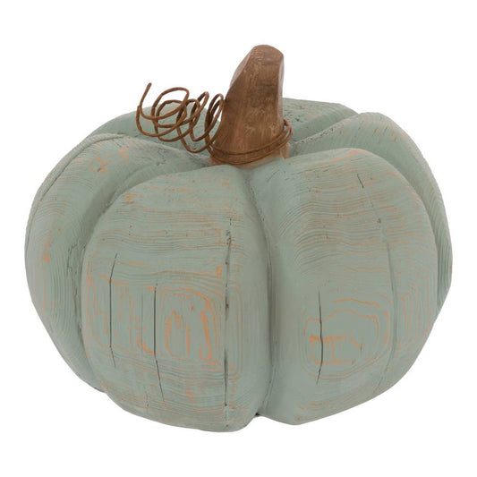 6.75" Dia Aqua Carved Pumpkin Fall Autumn Décor