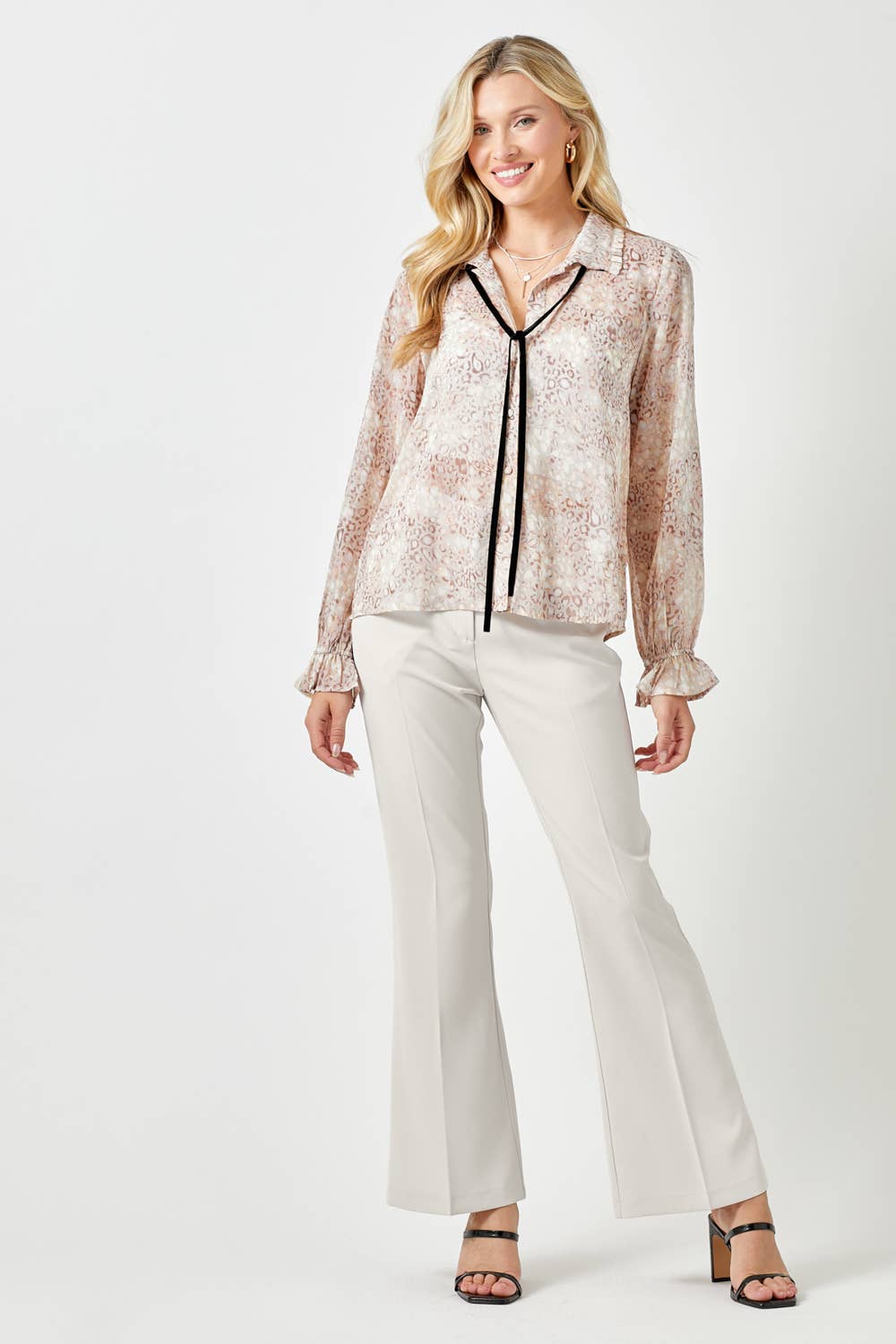 Mystree Tie Neck Blouse