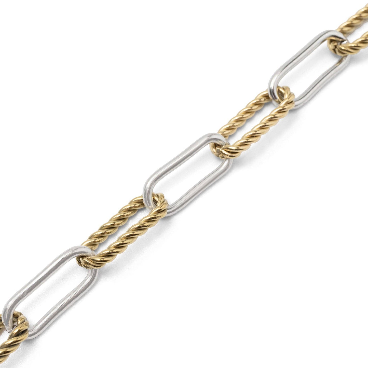WJW 18K Gold Stainless Steel Mixed Metal Twist Chain Bracelet