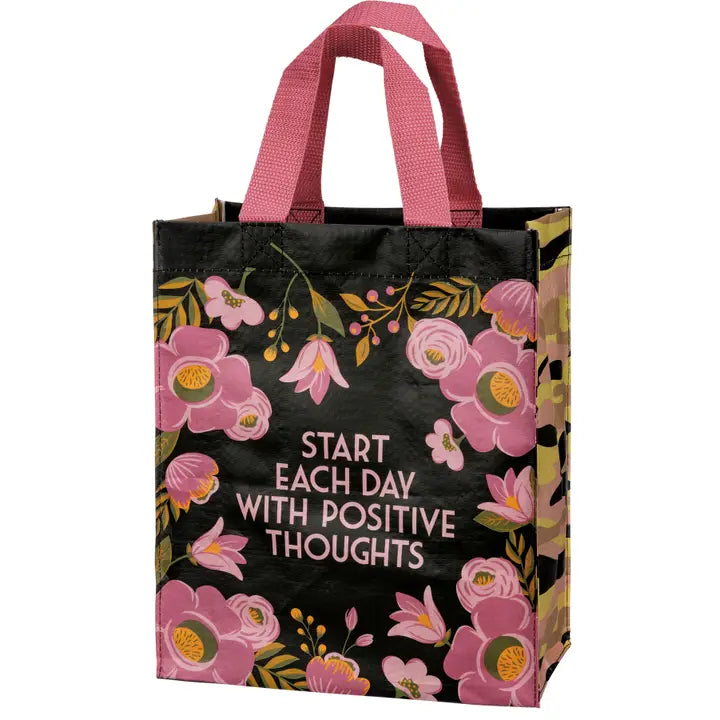 Start Each Day with Positive Thoughts Small Tote Bag Primitives by Kathy