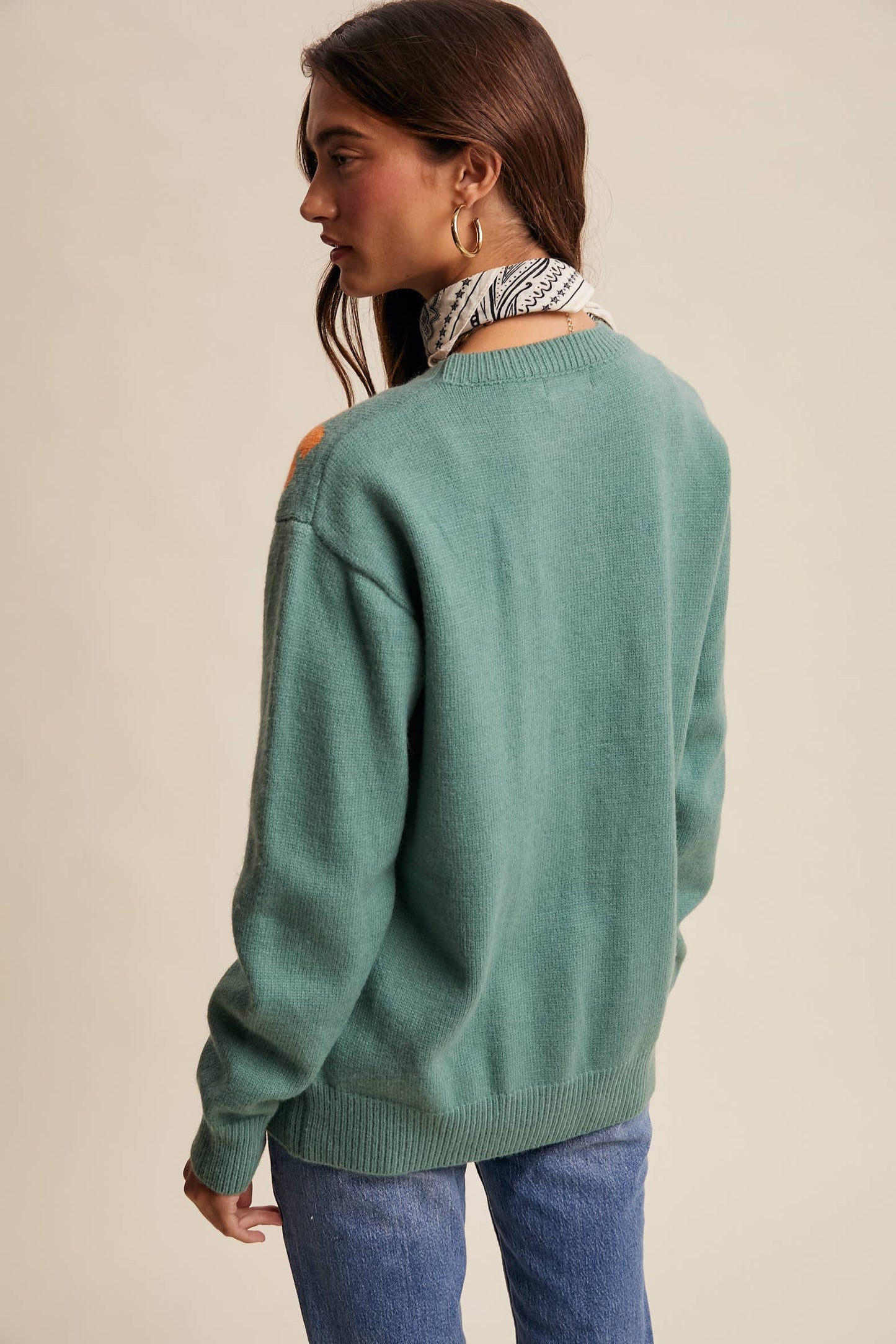 Floral Panel Cable Knit Sweater By Listicle
