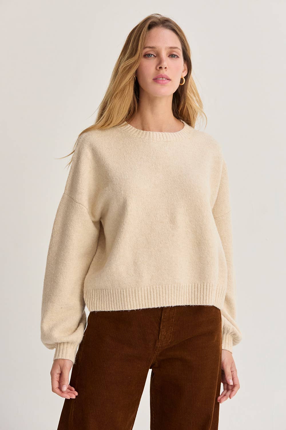 Josie Balloon Sleeve Crewneck Sweater By Crescent