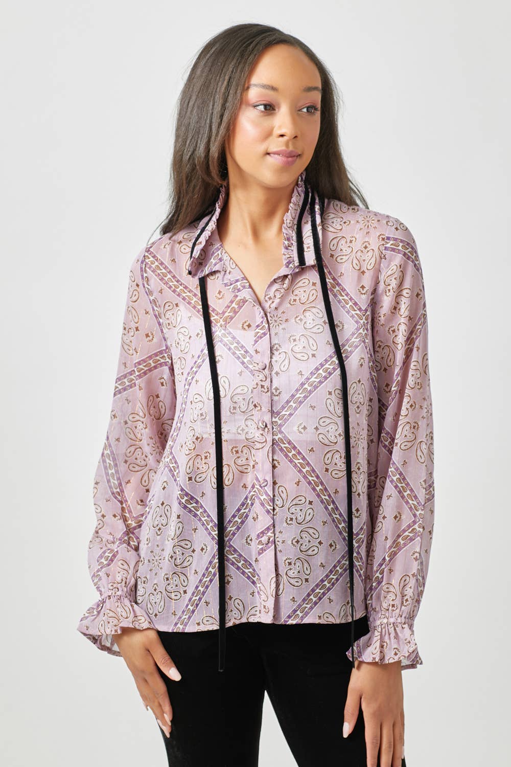 Mystree Tie Neck Blouse