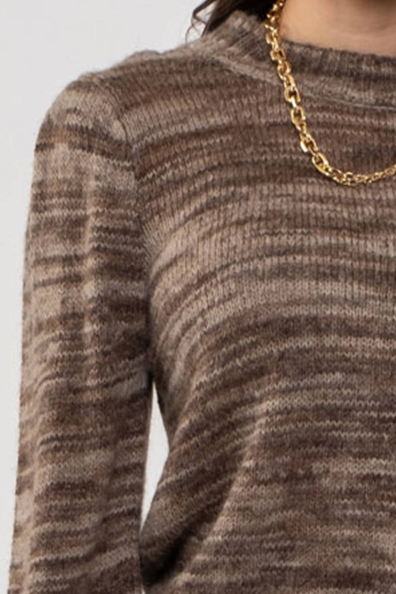 MOON RIVER MULTI-COLORED HEATHER KNIT SWEATER