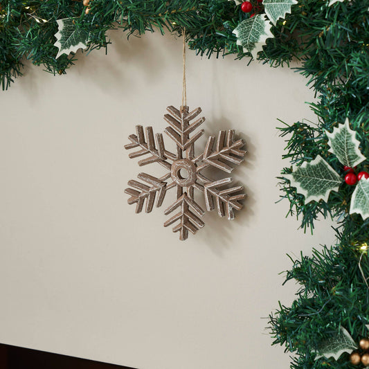Snowflake Ornament Feathered Finish - 6 inch