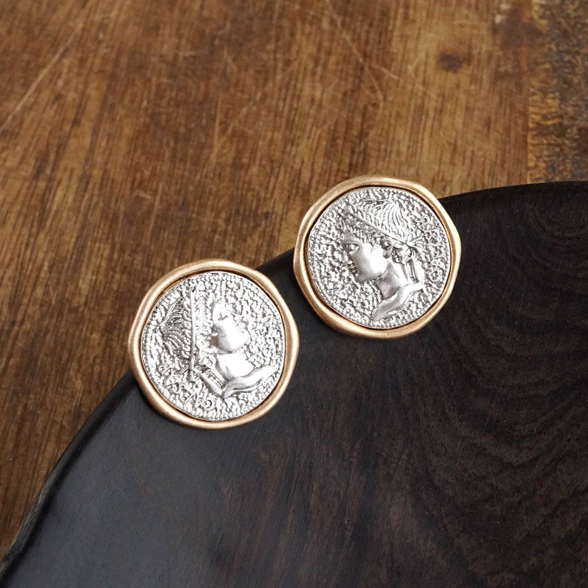 Empire Echo – Coin Stud Statement Earrings