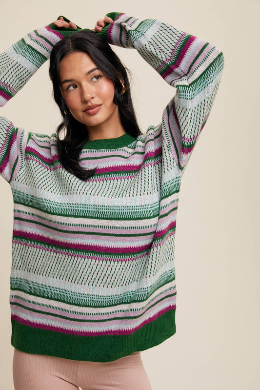 Striped Knit Pullover Sweater By Listicle