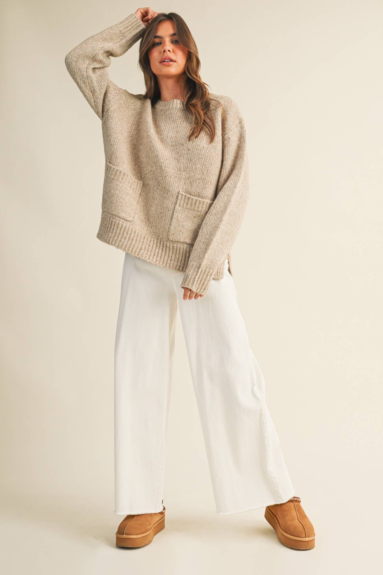 MUSTARD SEED FRONT PATCH POCKET SWEATER TOP
