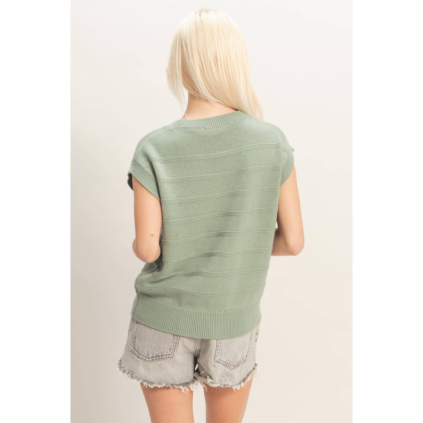 Textured Round Neck Dolman Sleeve Top