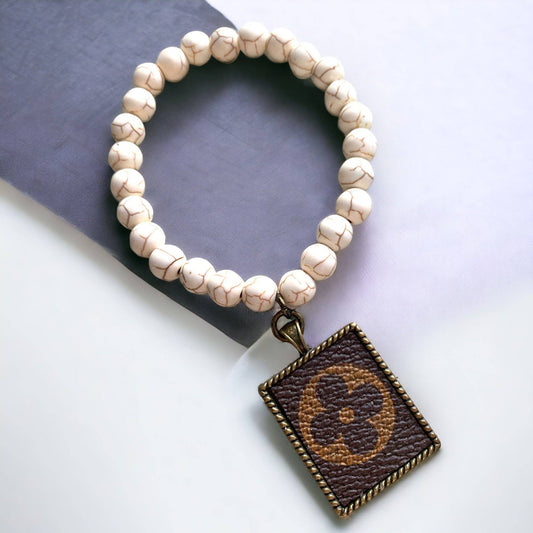 LV Howlite White 8mm Bracelet