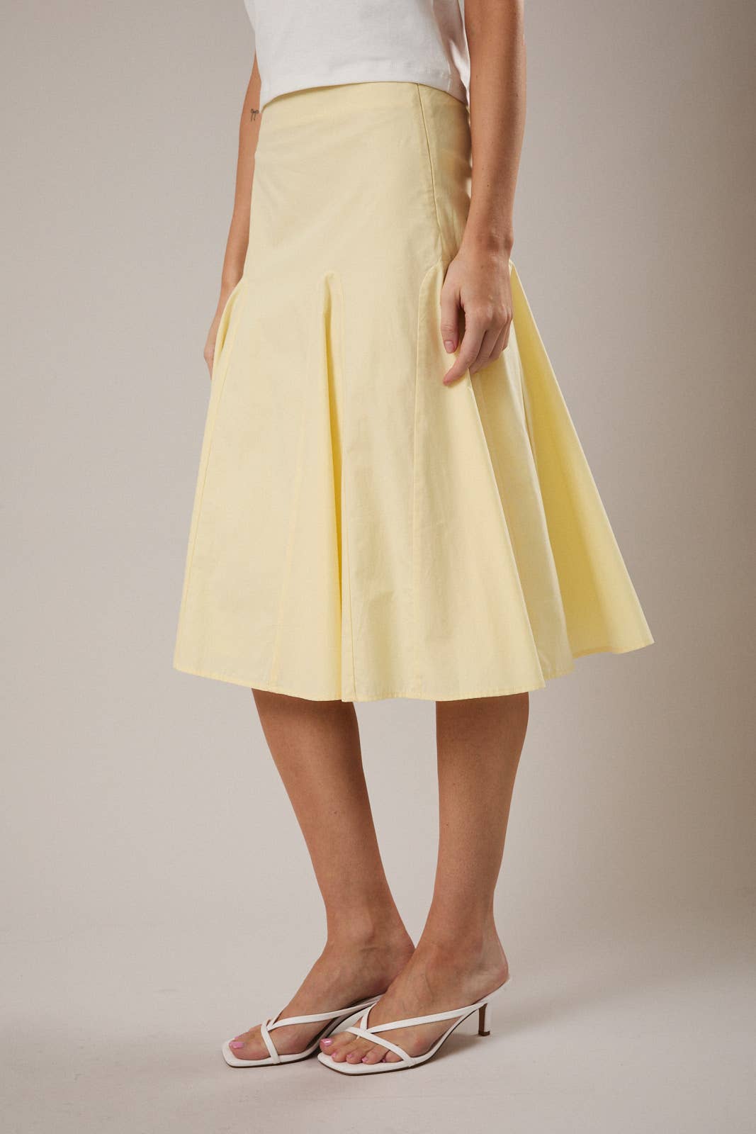 MIDI WAIST GODET POPLIN MIDI SKIRT BY SUNDAY EDITION