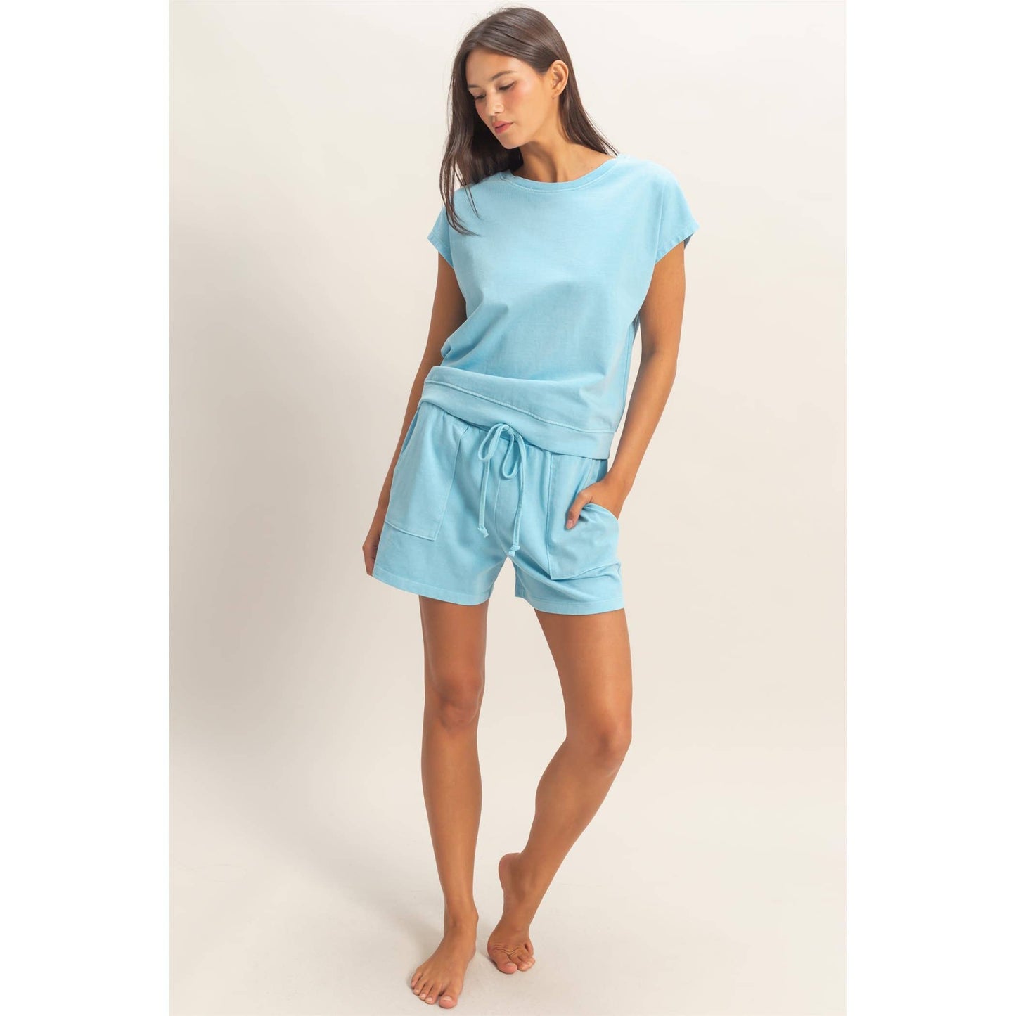 Sleeveless Crew Neck Top and Shorts Set