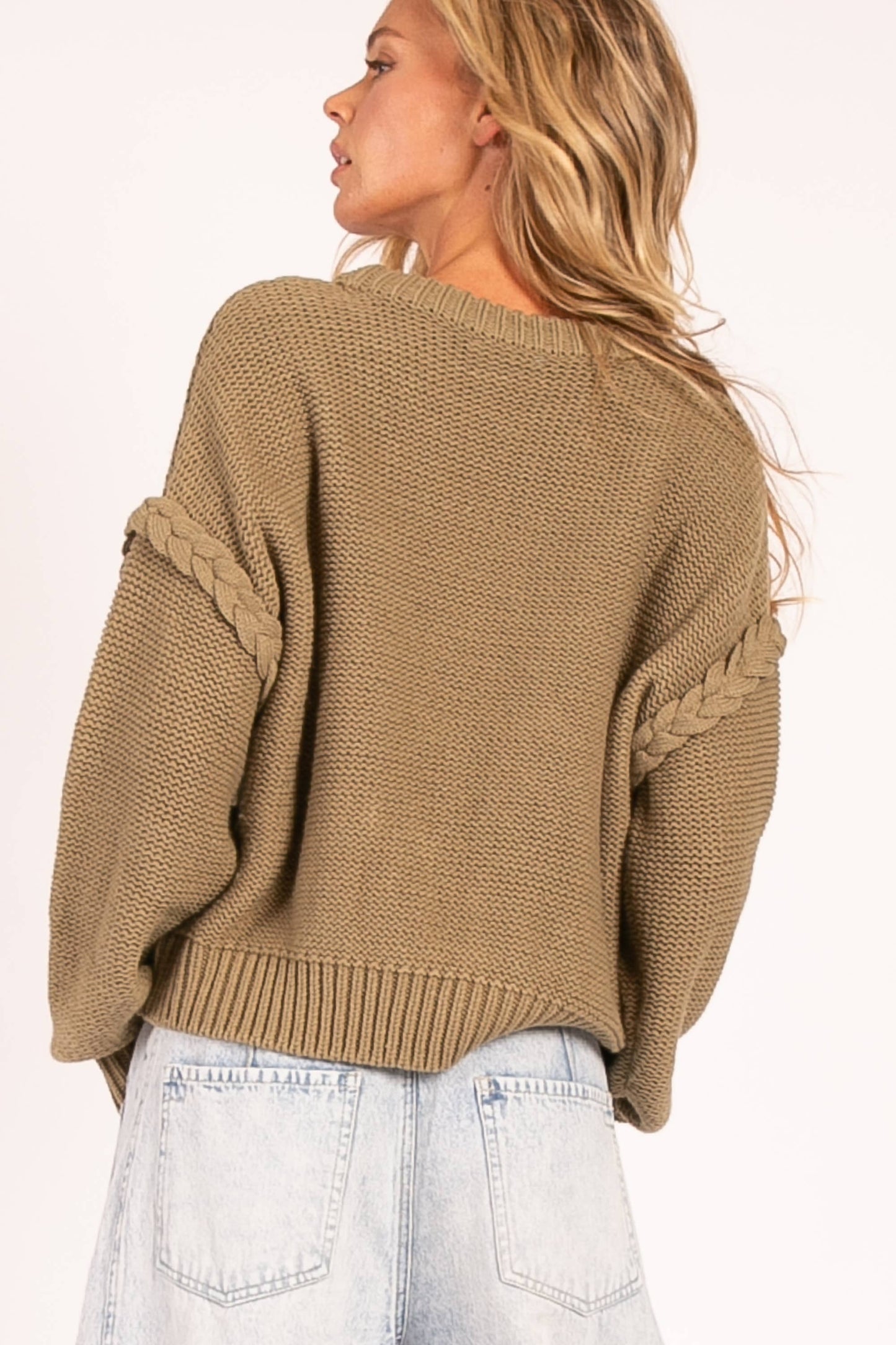 Heyson Chunky Cable Knit Sweater with Ribbed Hem