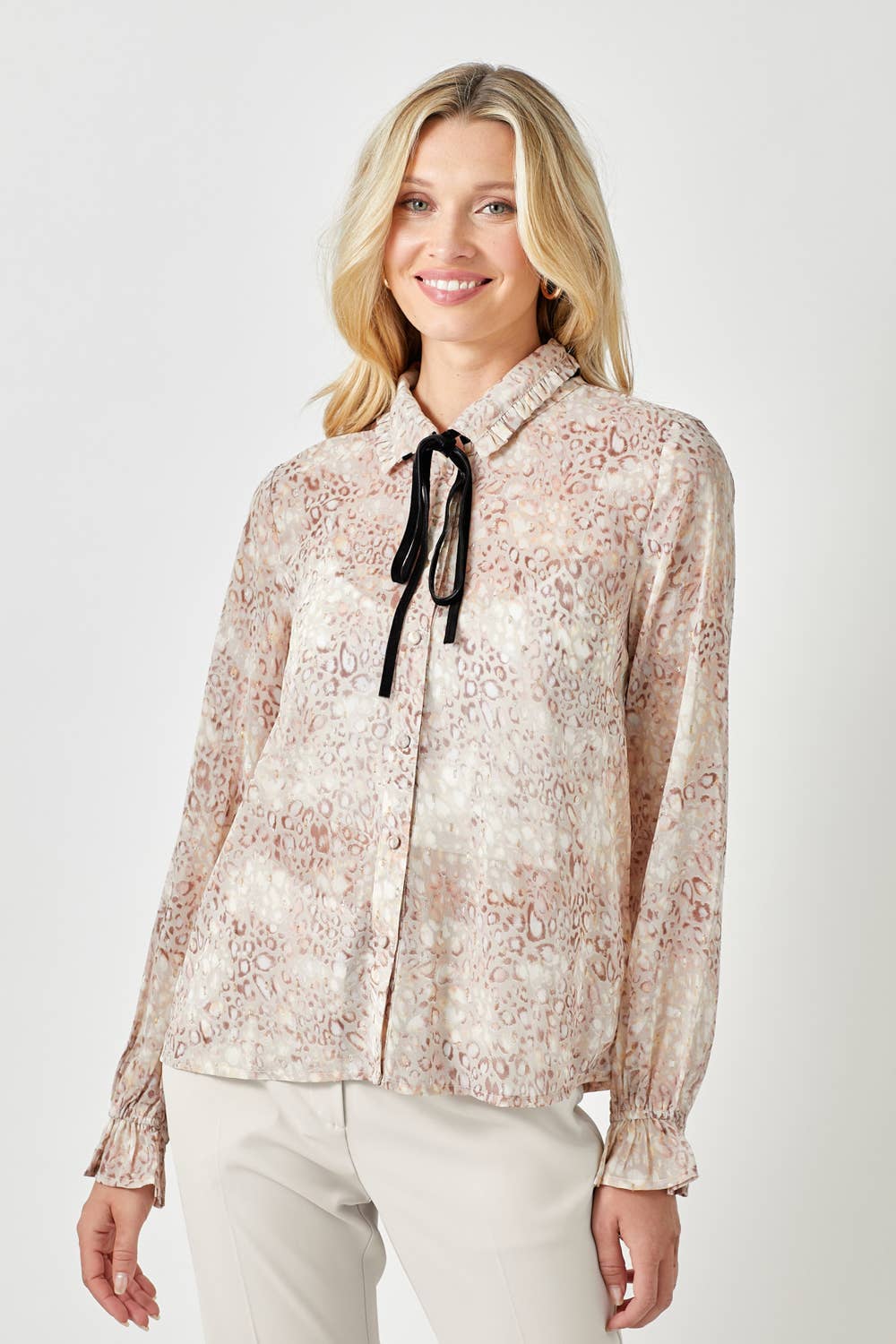 Mystree Tie Neck Blouse