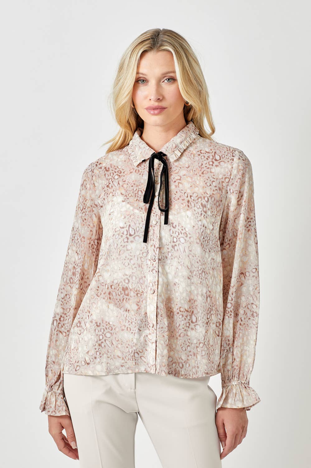 Mystree Tie Neck Blouse