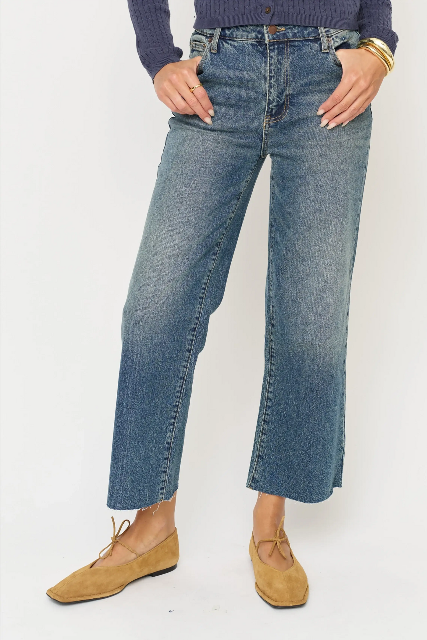 Oliver Logan Aberdeen High Rise Wide Leg Crop Dark Tint Worn