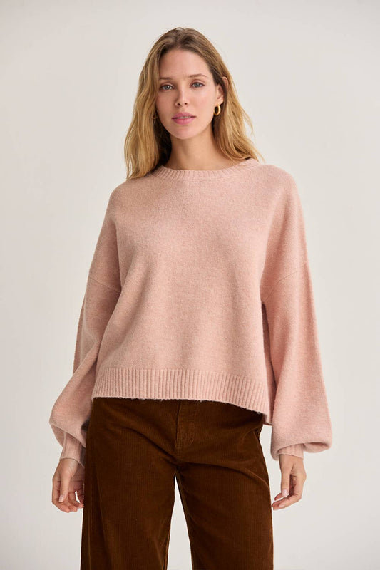 Josie Balloon Sleeve Crewneck Sweater By Crescent