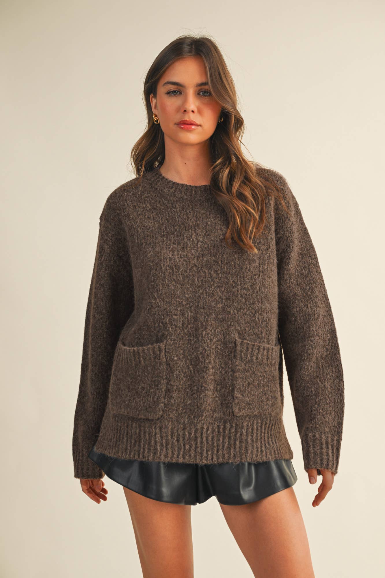 MUSTARD SEED FRONT PATCH POCKET SWEATER TOP