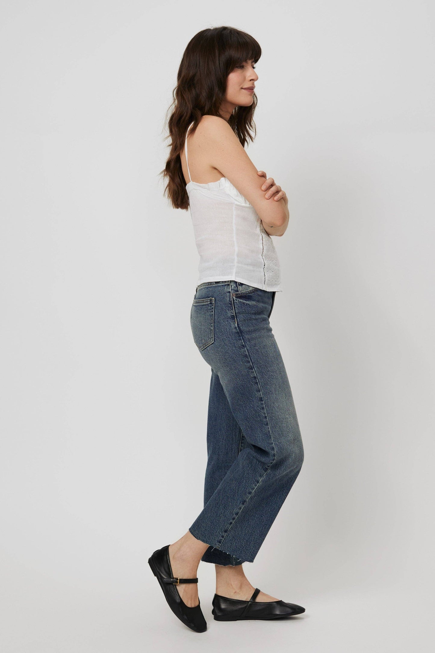 Oliver Logan Aberdeen High Rise Wide Leg Crop Dark Tint Worn