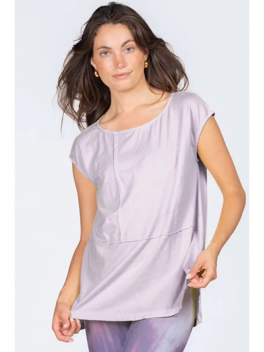 MRena Lilac Cap Sleeve Raw Edge Sleeveless Top S5168