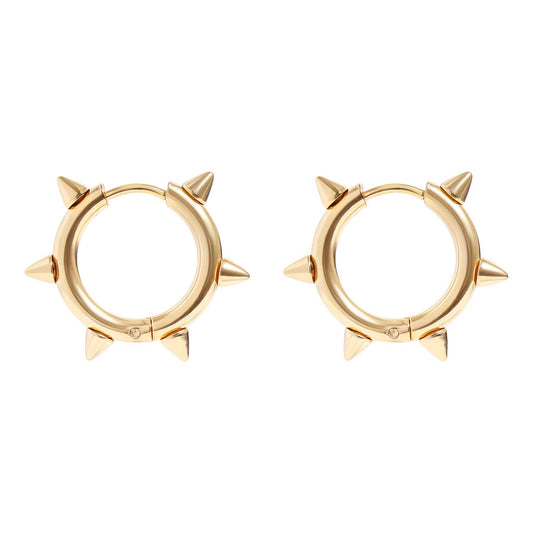 18K Gold PVD Stainless Steel Spike Hoop Earrings